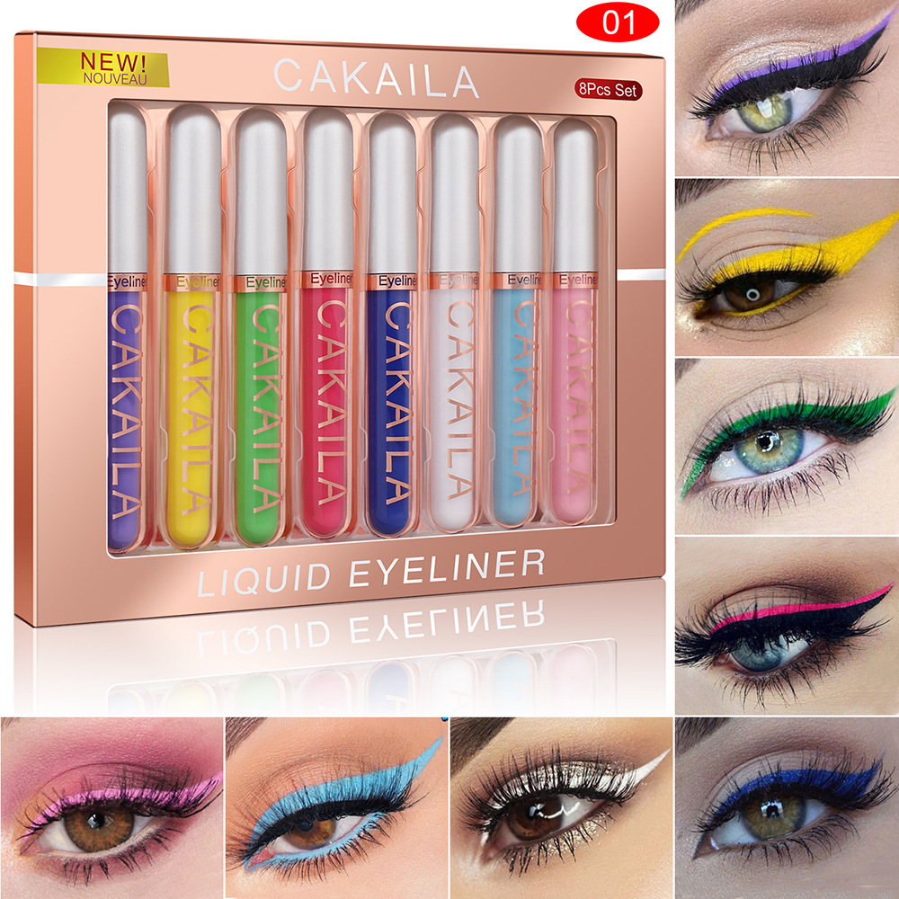 Waterproof Liquid Eyeliner Pen - Juego de 8 colores, bolígrafos delineadores