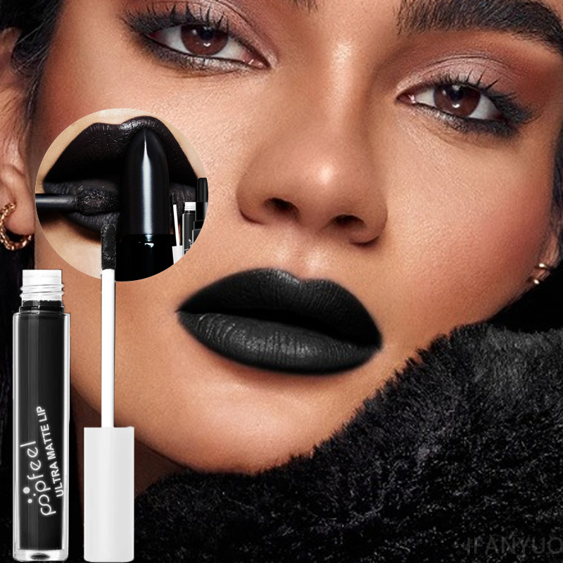 Matte Velvet Lip Tint Long Lasting - Lápiz labial líquido negro mate Punk,