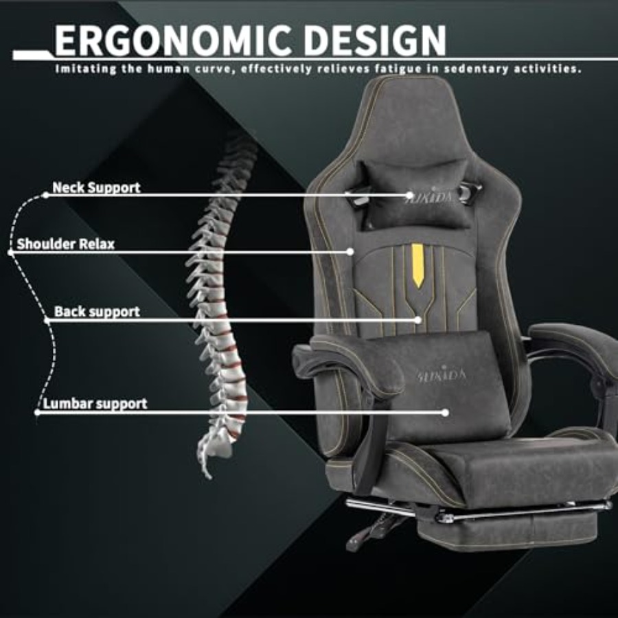 Silla de juego con reposapiés, - Massage reseña y precio