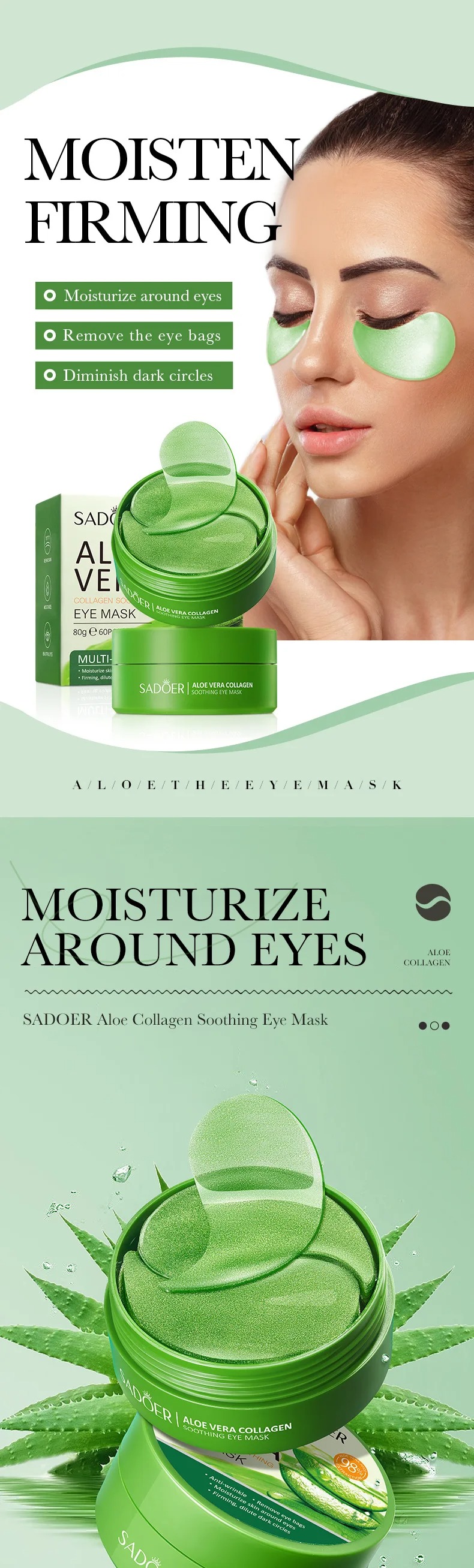 Mascarilla de colágeno de Aloe - Collagen Under Eye Patches reseña y precio